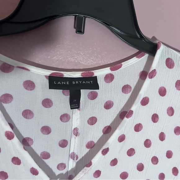 Lane Bryant popover Top vacation cruise Polka Dot Shirt Gauzy Flutter Sleeve 24 - Picture 8 of 13